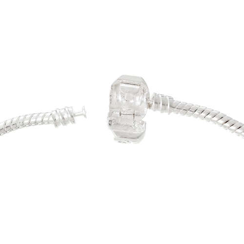 Bracelets, Bright Silver, Snake Chain, Bracelet For European Large Hole Beads, 22cm (1Pc)