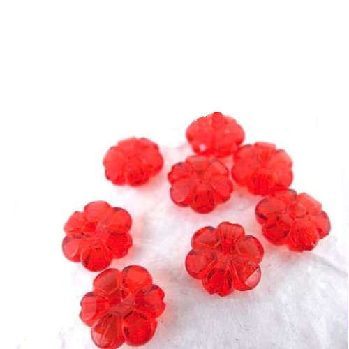 Translucent Dark Red Acrylic Flower Beads 10mm