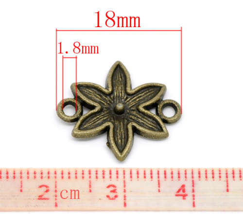 Connectors, Antique Bronze, Flower, Links, 18mm (1Pc)