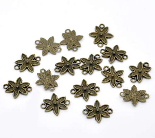 Connectors, Antique Bronze, Flower, Links, 18mm (1Pc)