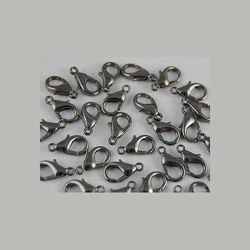 Findings, Clasps & Hooks, Gunmetal Black Lobster Clasps, 12x7mm (10 Pcs)