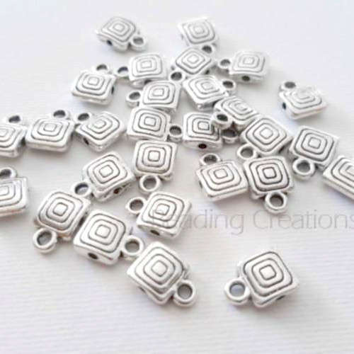 Findings, Bails, Antique Silver Square Engraved Bails, 8mm (Loose)