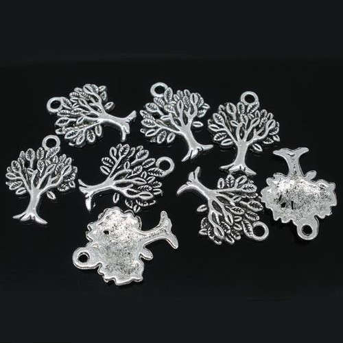 Charms, Antique Silver Tree Of Life Charms, 21mm (Loose)