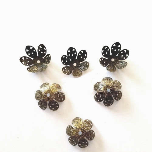 Bead Caps, Antique Bronze, 6 Petal, Filigree, Flower, 20mm (1Pc)