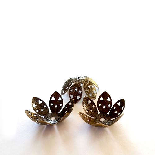 Bead Caps, Antique Bronze, 6 Petal, Filigree, Flower, 20mm (1Pc)