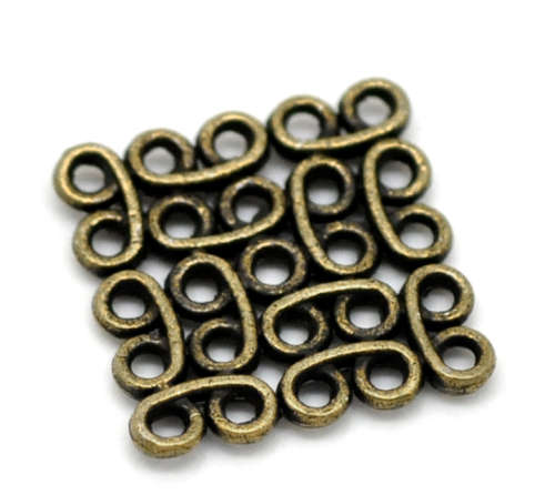Findings, Connectors, Antique Bronze Double Sided Square Celtic Knot Connector Links, 15mm (Loose)