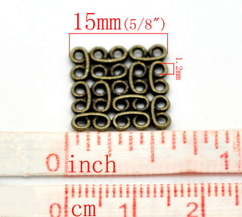 Findings, Connectors, Antique Bronze Double Sided Square Celtic Knot Connector Links, 15mm (Loose)