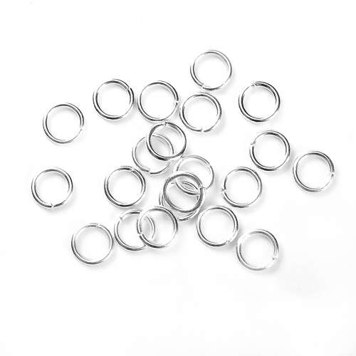 Jump Rings, Shiny Silver Round Open Jump Rings, 8mm (50Pcs)