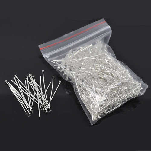 Headpins, Alloy Head Pins, Shiny Silver Plated Headpins 21 Gauge, 3.5cm (20Pcs)