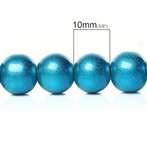 Beads, Glass Beads, Blue Pearlized Round, Pressed Glass Beads, 10mm (Loose)