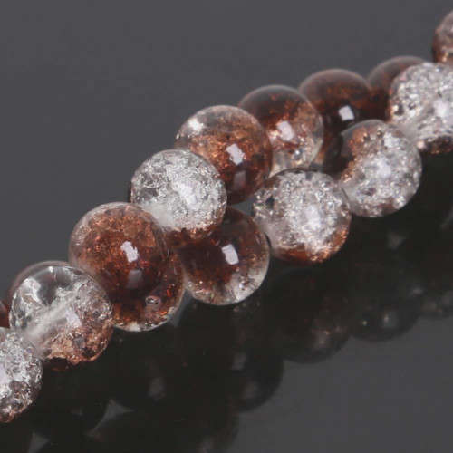 Beads, Glass Beads, Brown And Clear Crackle Glass Beads Round, 6mm (Loose)