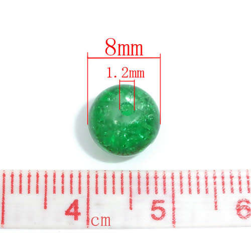 Beads, Glass Beads, Green Crackle Glass Beads Round, 8mm (Loose)