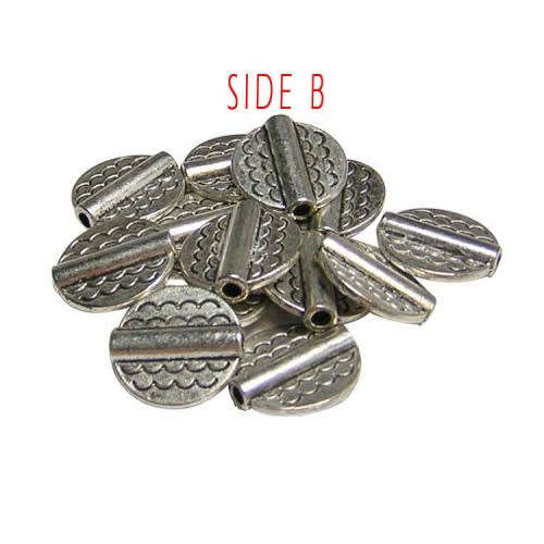 Beads, Metal Beads, Flat Double Sided  Circle Design Antique Silver Spacer Beads, 10mm (Loose)