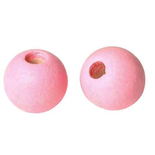 Beads, Natural Beads, Pink Round Wooden Beads, 10mm (Loose)