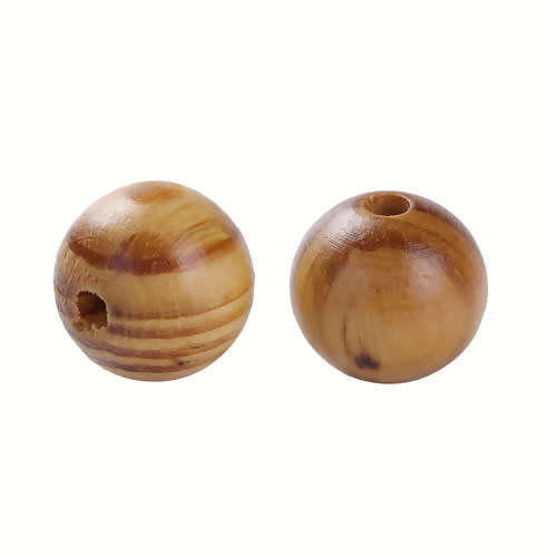 Beads, Natural Beads, Brown Pine Wood Wooden Beads With Stripes, 30mm (Loose)