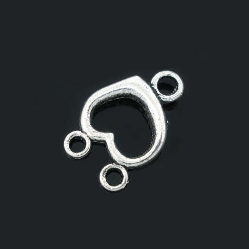Connectors, Antique Silver Two Hole Cut Out Heart Link Connectors, 22mm (Loose)