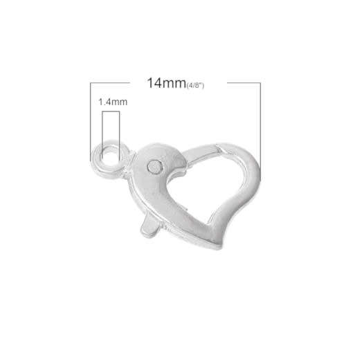 Clasps, Silver Plated Curved Heart Lobster Clasps, 14x9mm (Loose)