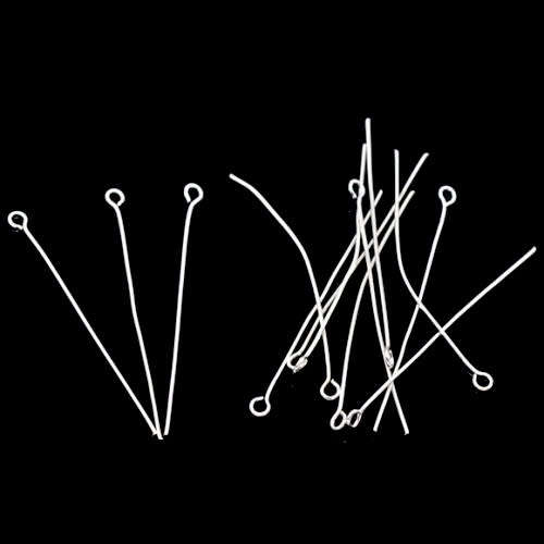 Eye Pins, Alloy Eye Pins, Shiny Silver Plated Eye Pins, 3cm (5Pcs)