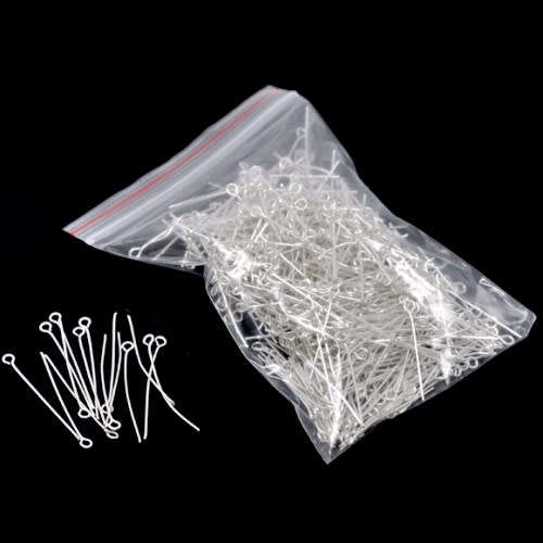 Eye Pins, Alloy Eye Pins, Shiny Silver Plated Eye Pins, 3cm (5Pcs)