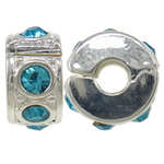 EUROPEAN STYLE - RONDELLE - CLIP ON - STOPPER BEAD WITH BLUE RHINESTONES