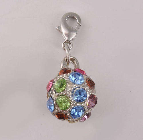 CHARMS - CLIP ON - RHINESTONE BALLS - COLORED