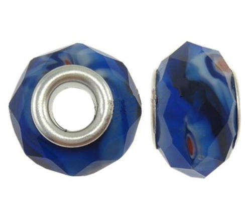 PANDORA STYLE CRYSTAL FACETED BEADS - ROYAL BLUE WITH MAROON