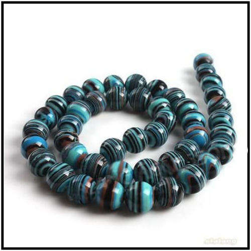 MALACHITE BEADS - BLUE ROUND - 8 MM