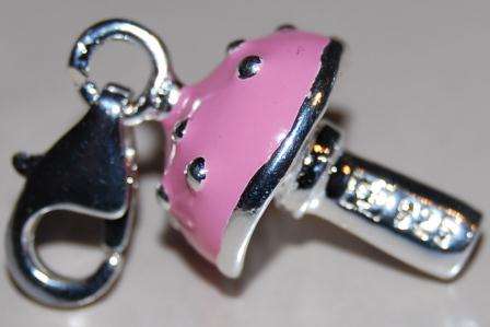 CHARMS - CLIP ON - PINK MUSHROOM