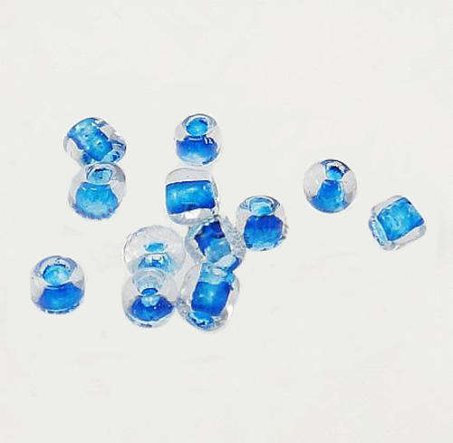 SEED BEADS - COLOR LINED GLASS - ROUND - ROYAL BLUE-  2 x 3 MM