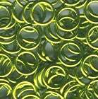 JUMP RINGS -18 GAUGE SAW CUT COPPER COLOR PLATED - 8MM - LIME GREEN