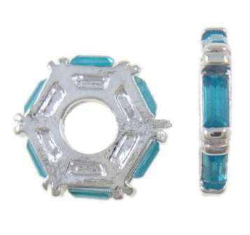 PANDORA  STYLE SPACER BEADS - ACRYLIC AND RHINESTONE - BLUE