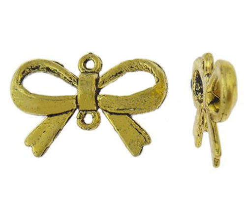 CONNECTORS - ANTIQUE GOLD COPPER PLATED - BOW KNOT