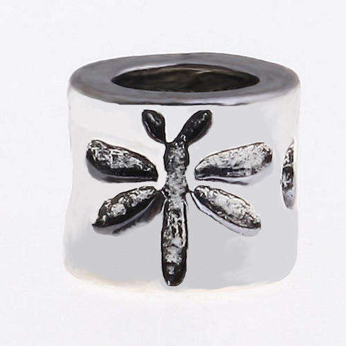 PANDORA STYLE RONDELLE SPACER BEADS WITH DRAGONFLY DESIGN