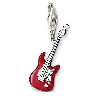 925 SILVER - CLIP ON CHARM - RED GUITAR