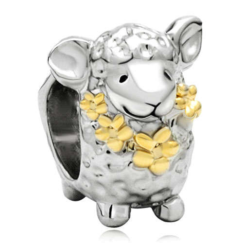 AUTHENTIC PUGSTER 22K GOLD PLATED EUROPEAN SHEEP CHARM BEAD