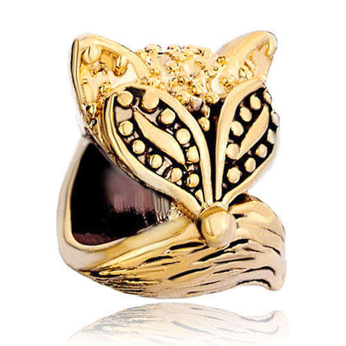 PUGSTER 22K GOLD PLATED EUROPEAN FOX CHARM BEAD