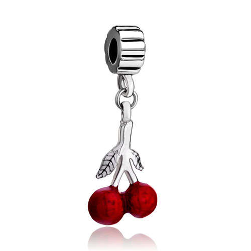 AUTHENTIC PUGSTER DAY GIFT RED CHERRY EUROPEAN DANGLE CHARM BEAD