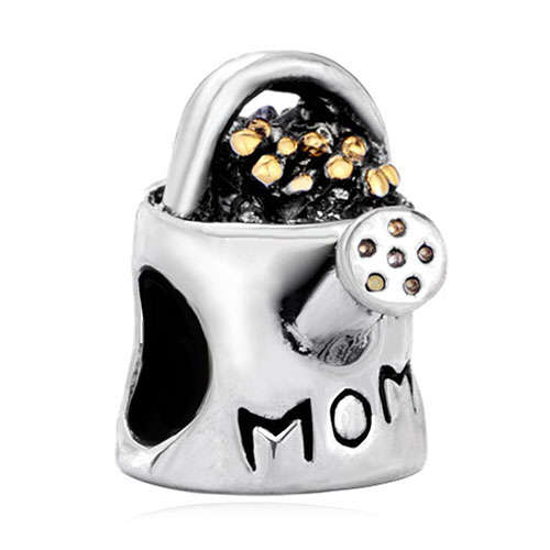 AUTHENTIC PUGSTER #1MOM WATERING CAN EUROPEAN CHARM BEAD