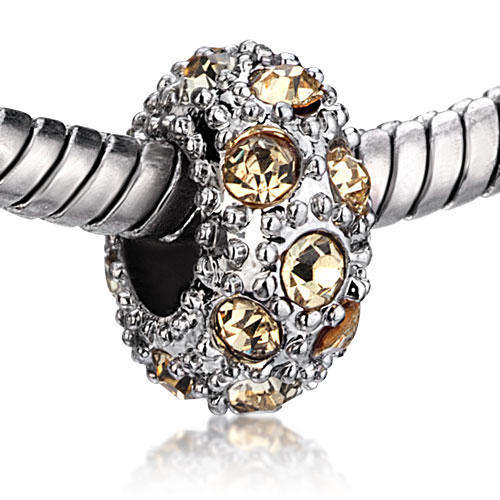 PUGSTER TOPAZ SWAROVSKI CRYSTAL NOVEMBER BIRTHSTONE EUROPEAN CHARM BEAD