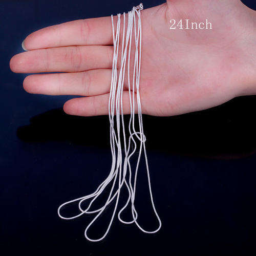 NECKLACE - SNAKE CHAIN - 1MM STERLING 925 SILVER - 24 INCH