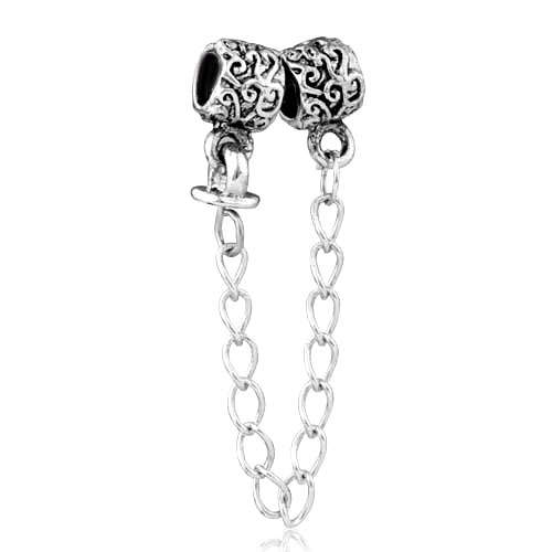 AUTHENTIC PUGSTER  CHAIN LINKED TEXTURED METALWORK LOCK FIT FOR EUROPEAN CHARM BRACELETS