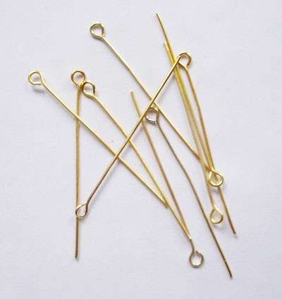 EYE PINS - PLATED GOLD COLOR - 0.70x28mm - SOLD PER PACK OF 50