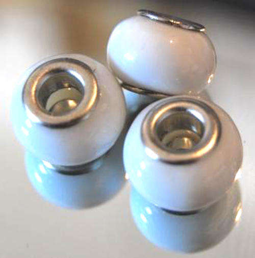 PANDORA STYLE 925 SILVER MURANO GLASS BEADS - SOLID WHITE