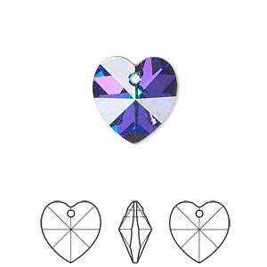 SWAROVSKI CRYSTAL - HELIOTROPE - AB XILION - HEART PENDANTS - 10mm - 6228