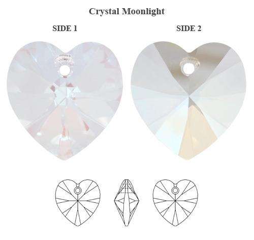 SWAROVSKI CRYSTAL - MOONLIGHT AB - HEART PENDANTS - 10MM - 6228