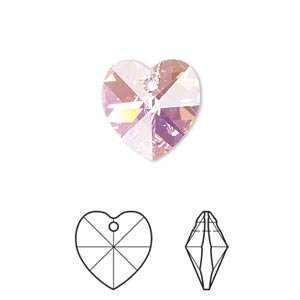 SWAROVSKI CRYSTAL - LIGHT ROSE - AB XILION - HEART PENDANTS - 10MM - 6228