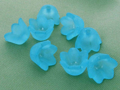 Acrylic Frosted Blue Bell Flower Tulip Beads 10mm