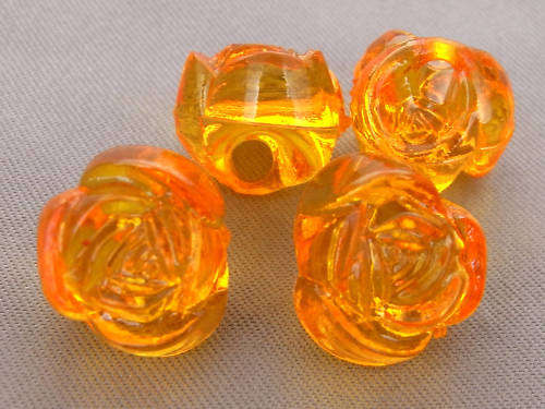 ACRYLIC - CLEAR - ROSE BEADS - ORANGE - 12MM