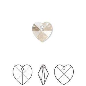 SWAROVSKI CRYSTAL - GOLDEN SHADOW - AB XILION - HEART PENDANTS - 10MM - 6228