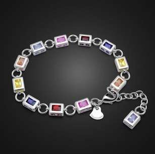 925 SOLID STERLING SILVER STAMPED - CRYSTAL BRACELET